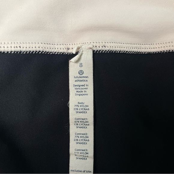 Lululemon Athletic Crop Leggings Black Pink White Workout Gym Activewear Size 8 - Picture 10 of 10